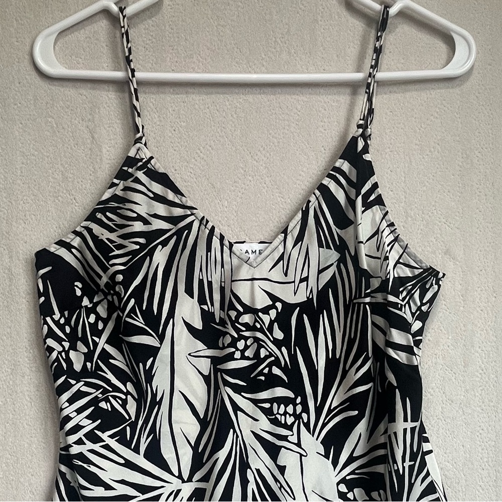 Frame Women's 100% Washable Silk Black Hawaiian Tropical Camisole Cami Top Sz M - Picture 2 of 16
